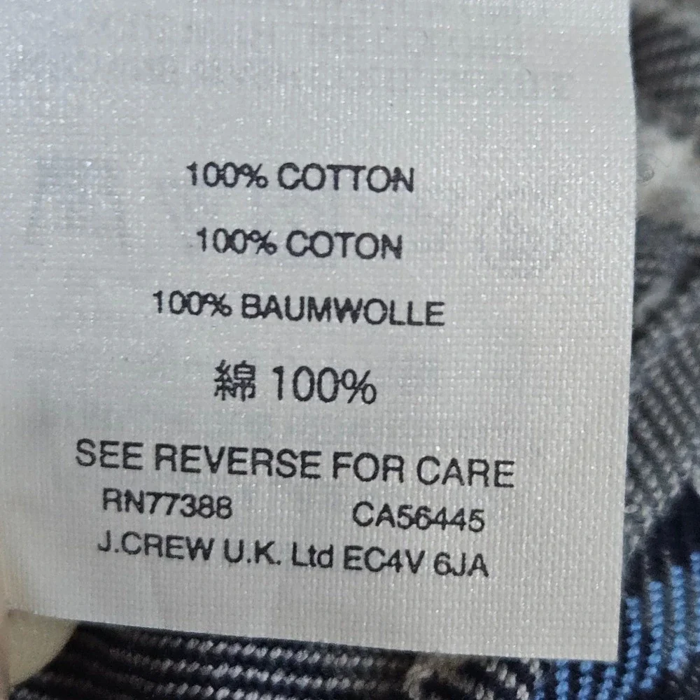 J Crew Men's Gray & Blue Plaid Long Sleeve Button Up Shirt Size M Cotton‎ Casual